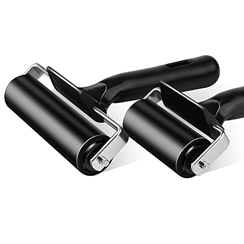 2Pcs Rubber Roller Brayer Rollers Hard Rubber 4 and 2.2 Inch for Printmaking (Black) by HRLORKC… HRLORKC