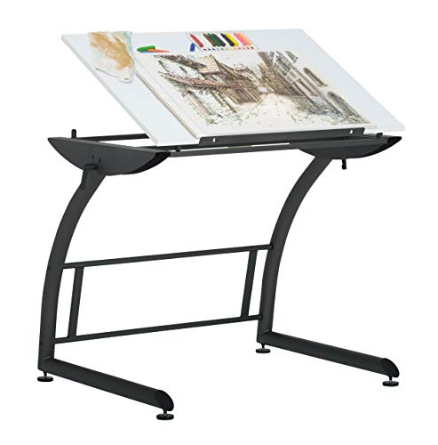 SD STUDIO DESIGNS Triflex Drawing Table, Sit to Stand Up Adjustable Office Home Computer Desk, 35.25"W X 23.5"D, Charcoal Black/White SD STUDIO DESIGNS