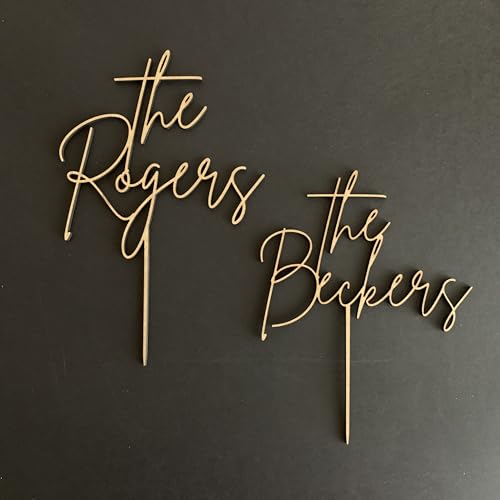 Personalized Wedding Wood Cake Topper, Custom Cake Topper, Handwritten Last Name, Anniversary Cake Topper, Mr and Mrs, Bride & Groom, Calligraphy FranJohnsonHouse