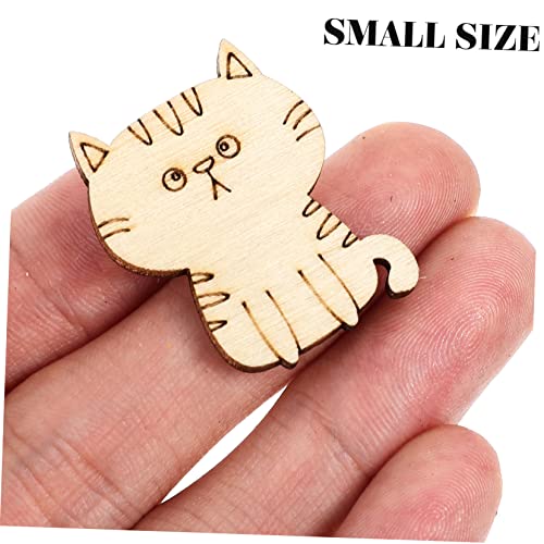 Hohopeti 100pcs Blank Labels Wooden Animal Toys Wooden Crafts Cat Gift Tags Wooden Cat Discs Wooden Craft Shapes Unfinished Cat Cutout DIY Wooden Hohopeti