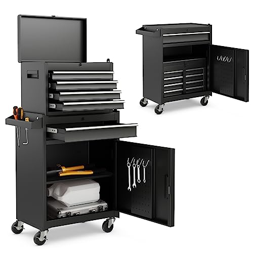 IRONMAX Rolling Tool Chest, 5-Drawer Lockable Tool Cabinet w/Adjustable Shelf & 4 Universal Wheels, 2 in 1 Detachable Tool Box Storage Organizer for IRONMAX