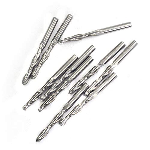 OSCARBIDE 1/8" Shank Ball Nose Carbide End Mills 2 Flutes CNC Spiral Router Bits Milling Cutter for Engraving Milling 3D sculpturing Roughing Acrylic OSCARBIDE