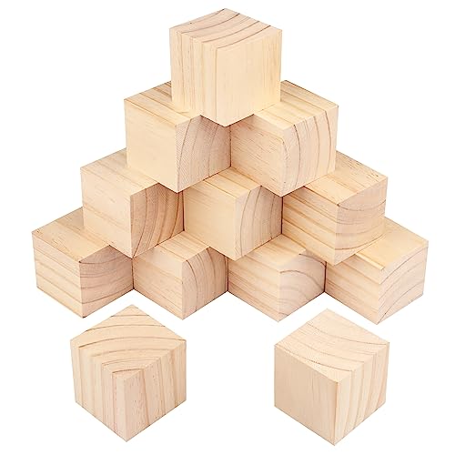 12 Packs Wooden Blocks for Crafts, 3.15 Inch Pine Wood Cubes, Wooden Cubes for Paint, Stamp, Decorate, DIY Projects and Personalized Gifts,by GNIEMCKIN