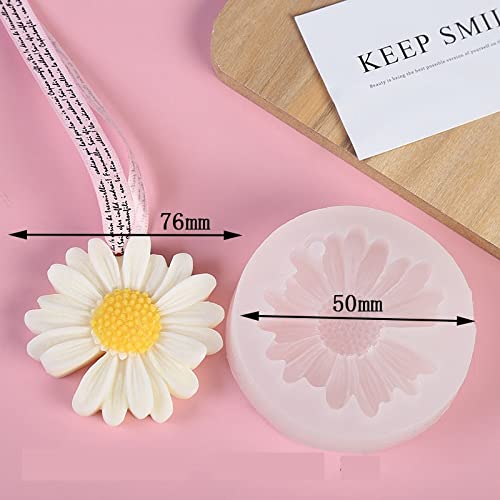 4 Pack Flower Mold Resin Mold Chamomile with Hole/Single Chamomile Flower/Four Daisy Flower in One/Single Daisy Flower Silicone Mold for Resin Candle ESEENS