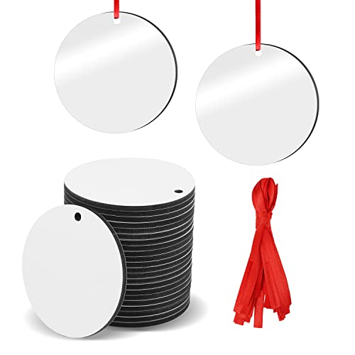 SAVITA 20pcs Sublimation Blank Pendants, 3.15inch in Diameter MDF Personalized Sublimation Pendant Round Blank Discs Halloween Christmas Ornaments SAVITA