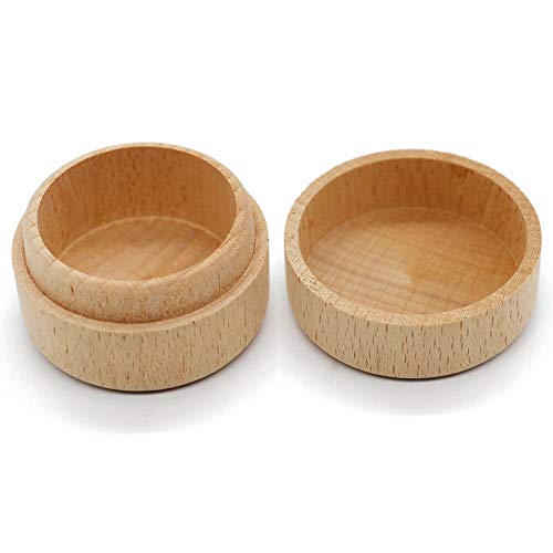 HOLLY TRIP 2PCS Small Round Unpainted Wooden Box, Wedding Ring Jewelry Boxes DIY Storage Trinket Bearer Box Container Case HOLLY TRIP