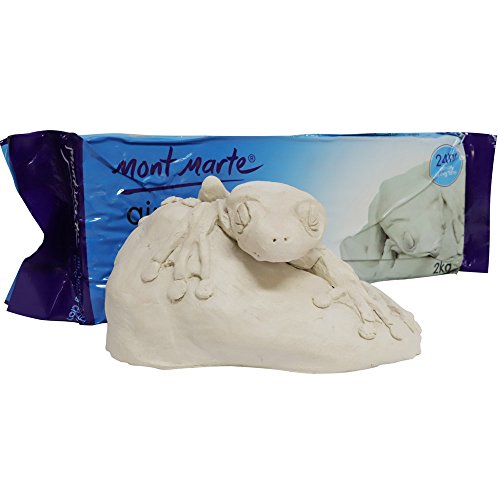 Mont Marte White Air Hardening Modeling Clay, 2kg (4.4lb). Approximate 24 Hour Drying Time. Easy to Smooth and Knead. Suitable for a Variety of MONT MARTE