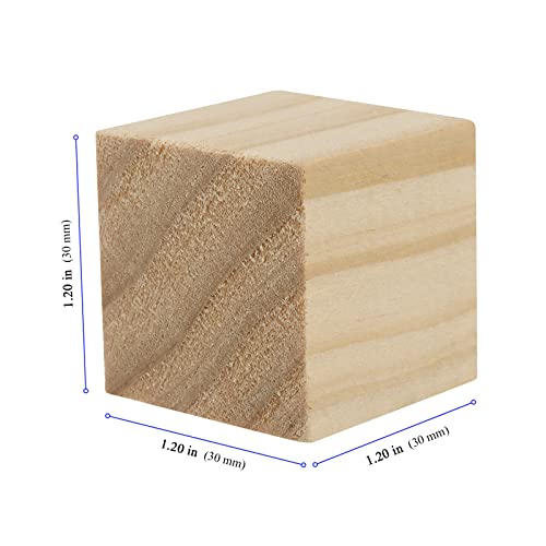 KEILEOHO 100 PCS 1.25 Inch Small Wooden Blocks, Unfinished Wooden Cubes, Solid Blank Square Blocks for Crafts, Painting, Puzzle Making, Decorating, KEILEOHO