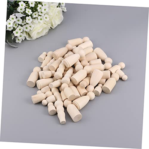 Anneome 50pcs Peg Dolls Unfinished Family Kids Dolls Kids Paint Toys Kids Toys Wood Peg People Wood Manikin for Anneome