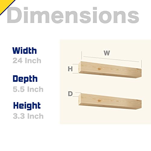 ROOREVO Wall Floating Shelves, Rustic Wood Shelf for Wall Mounted - Wooden Handmade Shelves for Bathroom Kitchen Livingroom - No Stain - ROOREVO