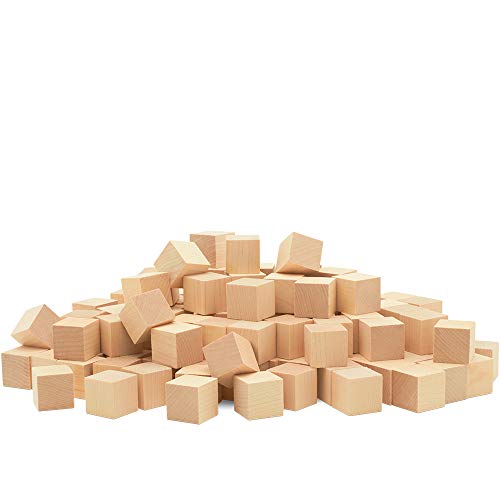 Unfinished Wooden Blocks 7/8 inch, Pack of 50 Small Wood Cubes for Crafts and DIY Home & Baby Decor, by Woodpeckers Woodpeckers