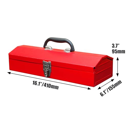 BIG RED ATB213 Torin 16" Hip Roof Style Portable Steel Tool Box with Metal Latch Closure, Red BIG RED