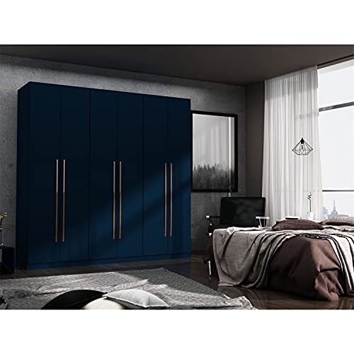 Manhattan Comfort Gramercy 3-Sectional Wood Wardrobe Armoire Closet in Blue Manhattan Comfort