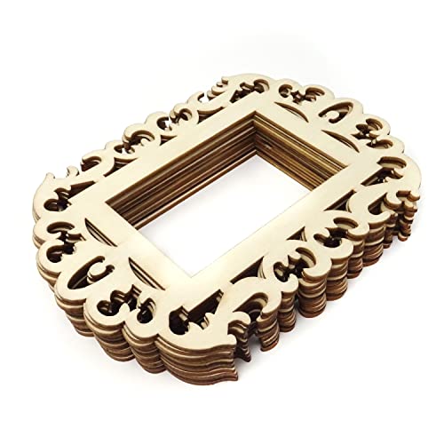 yueton 12PCS Blank Unfinished Wooden Picture Frames Wood Photo Frame with Jute Rope for DIY Crafts, Home Decoration, Christmas Tree Hanging yueton