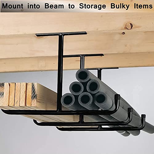 Overhead Garage Storage Hooks Rack Ceiling Mounted, Heavy Duty Utility Hooks Ladder Hangers for Pipe, Lumber, Fishing Rod and Ski Board | 4 Pack HOSKO