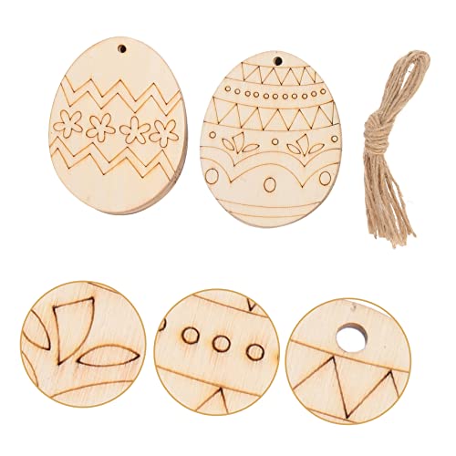 VOSAREA 60pcs Easter Egg Wooden Pendant Unfinished Easter Egg Cutout Eggs Wooden Slices Wood Easter Egg Ornaments Unfinished Wood Cutout to Easter VOSAREA