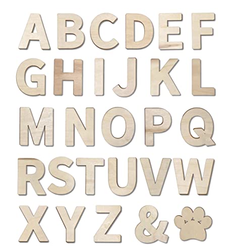 182 Pieces 2-1/2 Inch (2.5") Wooden Letters Craft Wood Letter Unfinished Alphabets with Extras Wall Decor Cregugua
