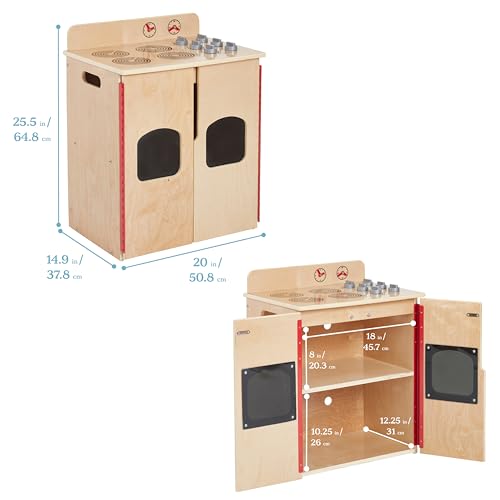 ECR4Kids Play Kitchen Stove, Wooden Playset, Natural ECR4Kids