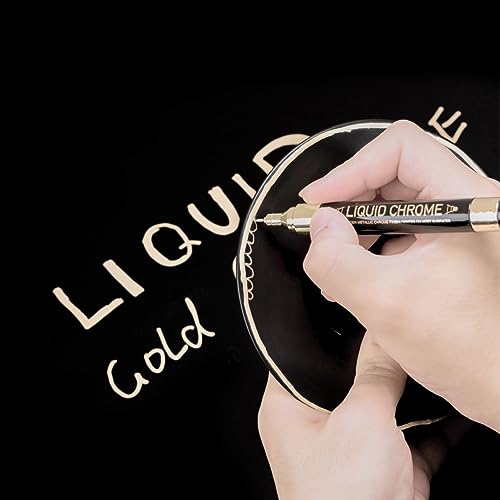ZEYAR Liquid Gold Chrome Paint Marker, DIY Shiny Gold Marker Pen for any surface, Golden Metallic High-gloss display, Dual tips: Extra Fine and ZEYAR