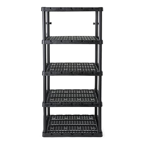 Gracious Living 5 Shelf Knect-A-Shelf Ventilated Extra Heavy Duty Storage Unit Organizer System for Home, Garage, Basement, and Laundry, Black Gracious Living