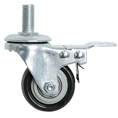 Finnhomy Stem Caster Wheels 2 Inch Heavy Duty Threaded Swivel Casters 1/2" -13 x 1" with Brake Set of 4 Premium Polyurethane Wheels PU Anti-wear Finnhomy