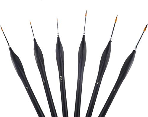 Pixiss Paint Brush Cleaner and Restorer, 4 Ounce Bottle - Small Paint Miniature Brushes Fine Tip 6pc Paintbrushes Set for Model Craft Warhammer GRAS Art Bundles