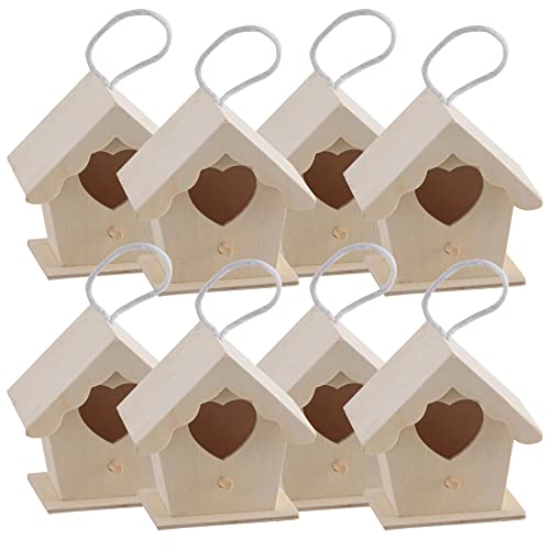 3.7" Wooden Heart Birdhouse by Make Market - Unfinished Hanging Birdhouse Made of 100% Wood, Outdoor Nesting Boxes - Bulk 8 Pack Make Market