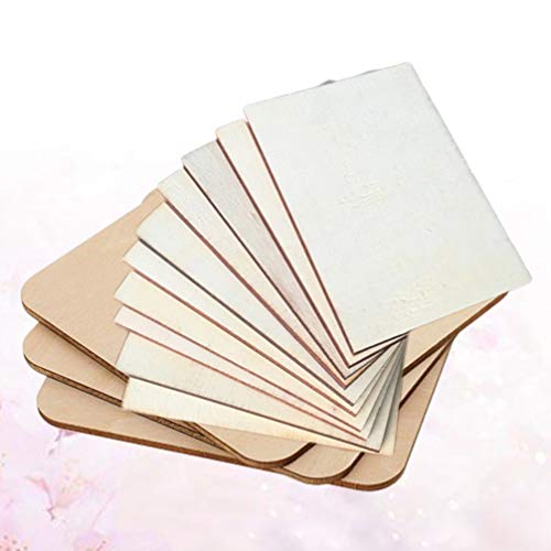 Healifty 24pcs Craft Wooden Slices Wooden Log Wooden Embellishments Wooden Gift Tag Wooden Coasters Unfinished Wood Shapes Rectangular Wood Slices Healifty