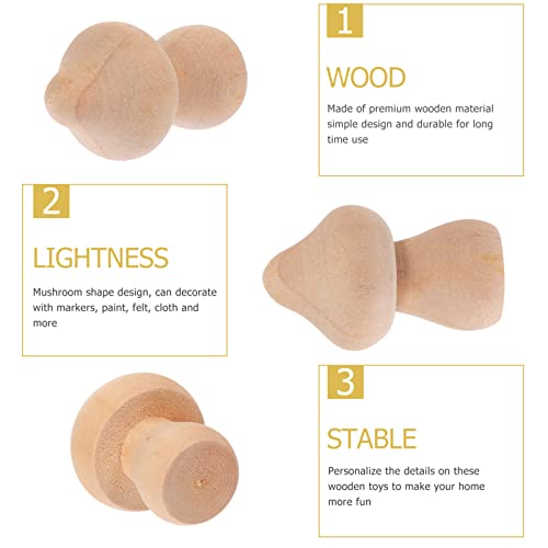 Healifty 50 Pcs Woody Mushroom Unfinished Plain Wooden Peg Doll Wooden People Figures Gifts Wooden Mushroom Head Mini Mushrooms Figures Wooden Healifty
