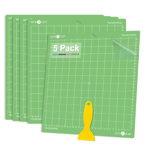 HTVRONT 5 Pack 12 inch x 12 inch Standard Grip Cutting Mat for Cricut Explore Air 2/Air/One/Maker, Size: 12 x 12, Green