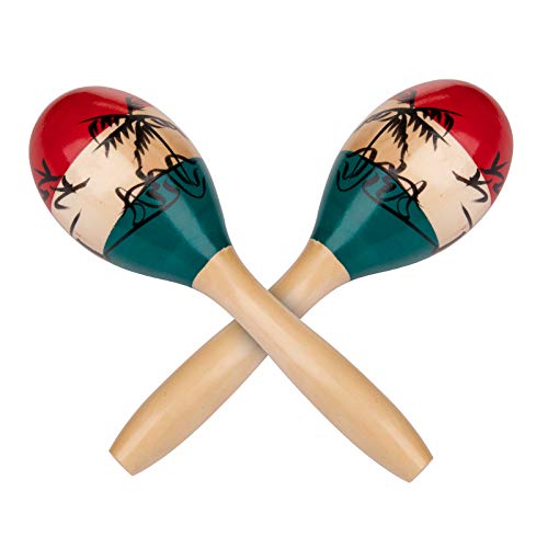 Foraineam 4 Pack Wood Maracas Musical Painted Wooden Maraca Hand Percussion Instrument Foraineam