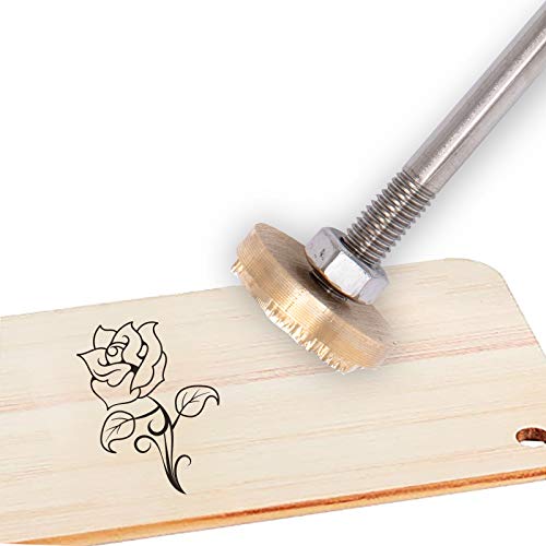 Rose Flower Leather Branding Iron with Wooden Handle for Unique Crafting and Baking SUPERFINDINGS