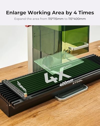xTool F1 Slide Extension for F1 only, Expand The Laser Engraving Area to 115 * 400mm, Longer Laser Engraving and Cutting for Laser Engraver, 5 Clamps xTool