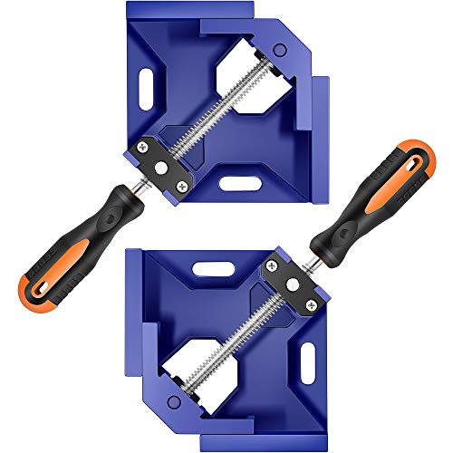 Corner Clamp,90 Degree Right Angle Clamp for Woodworking,Aluminum Alloy Square Clamp,Adjustable Swing Jaw,Carbon Steel Threaded Rod Wood Working Jigs AFAKE