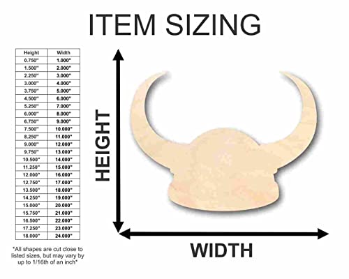 Unfinished Wood Viking Hat Shape - Football - History - Craft - up to 24" DIY 12" / 1/4" 24 Hour Crafts