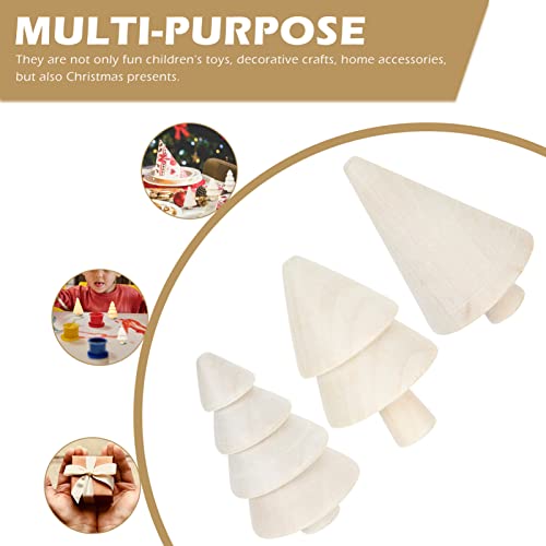 NOLITOY 9Pcs Unfinished Wooden Peg Dolls Blank Wood Christmas Trees for Xmas Decor DIY Crafts Graffiti Drawing Toy NOLITOY