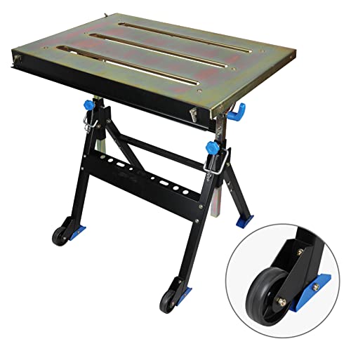 Olympia Tools Adjustable Welding Table with Wheels Portable Steel Stand Workbench 30 in. x 20 in. Olympia Tools