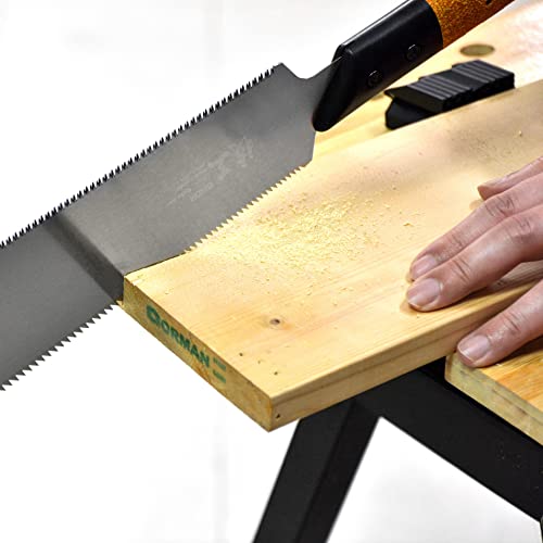 KAKURI Large Japanese Pull Saw Long for Woodworking 10-1/2" Made in JAPAN, Non-Slip Cork Handle, Japanese Hand Saw Ryoba Double Edge Blade for Rip KAKURI
