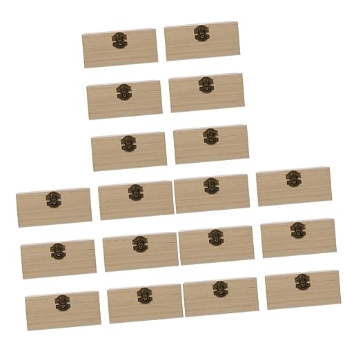 Abaodam 18 Pcs Wooden Box with Lock Ring Storage Organizer Jewelry Organizer Trays for Drawers Wood Gift Containers Unfinished Wooden Jewelry Case Abaodam