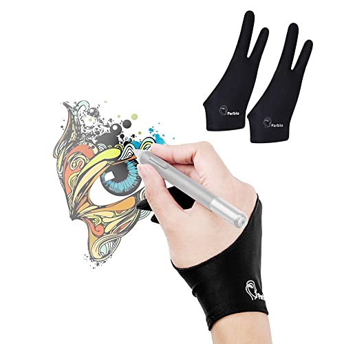 Parblo PR-01 Drawing Glove 2Pack,Digital Drawing Glove Artist Glove Two Finger Glove Art Glove Drawing Tablet Glove for Right Hand and Left Hand Parblo
