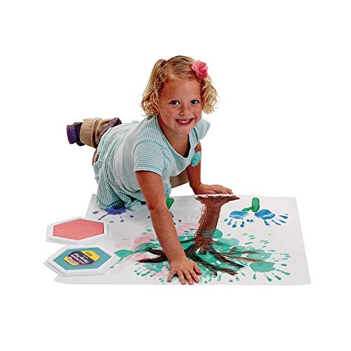Colorations Jumbo Large Washable Stamp Pads for Kids, Rubber Stamps, 6 x 7 inch, Non-Toxic, Arts & Crafts, Teachers, Handprints, 12 Colors, DIY, Colorations