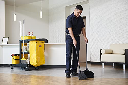 Rubbermaid Commercial Products Dustpan with Long Handle, Plastic, Black, Compatible with Any Broom for Lobby/Restaurant/Office/Home/Dog Pooper Rubbermaid Commercial Products