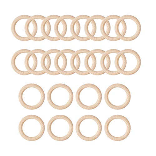 Craftdady 100Pcs Natural Wood Rings Unfinished Solid Wooden Circles 1-1/5 Inch (30mm) Ring Pendant Connectors for Craft Jewelry Making Craftdady