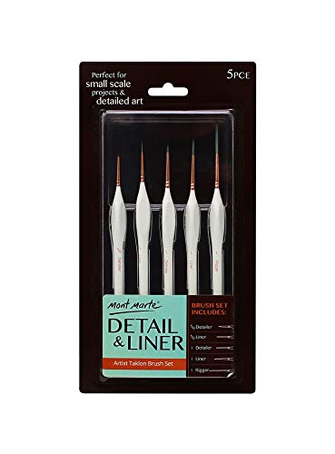 Mont Marte Liner Brush Set for Painting, 5 Piece Detailed Art Brushes with Wood Handle MONT MARTE