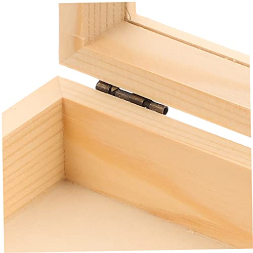 COHEALI 2pcs Box Wooden Storage Box Unfinished Wood Jewelry Wooden Case Wooden Berry Baskets Wooden Storage Crates Candy Rings Wood Decor Work Desk COHEALI