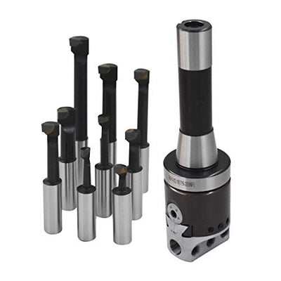 WFLNHB 2 Inch Boring Head R8 Shank 9pcs 1/2 Inch Carbide Boring Bar Set milling Machine Boring Head Set