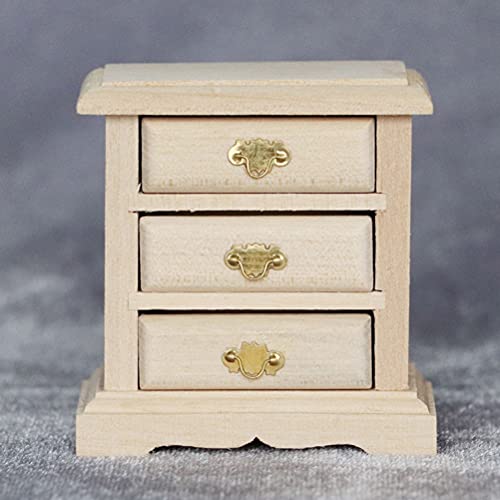 Abaodam 1pc Bedside Table Model Solid Wood Nightstand Drawer Dresser Mini Accessories Unfinished Nightstand Dollhouse Doll Decoration Dollhouse Abaodam