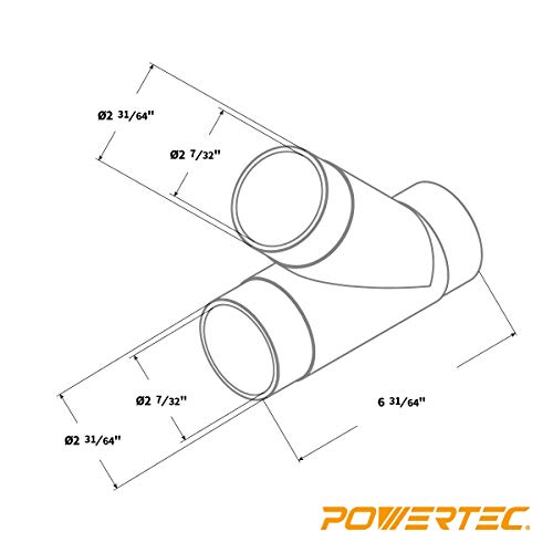 POWERTEC 70228 2-1/2 Inch Y-Fitting Dust Collection Hose Connector, Clear Color POWERTEC