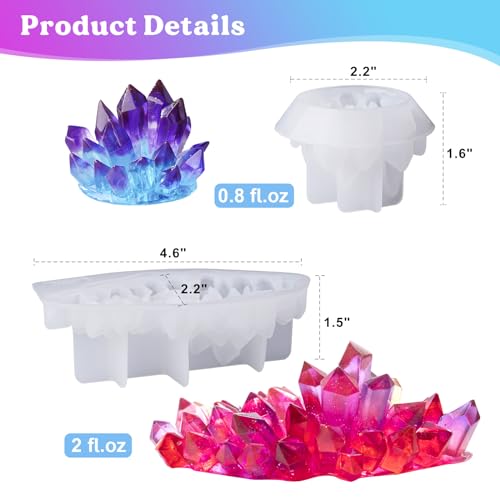 LET'S RESIN Crystal Cluster Resin Molds, Large and Small Size Crystal Shape Silicone Molds for Resin, Quartz Epoxy Resin Molds for Resin Crafts, DIY LET'S RESIN