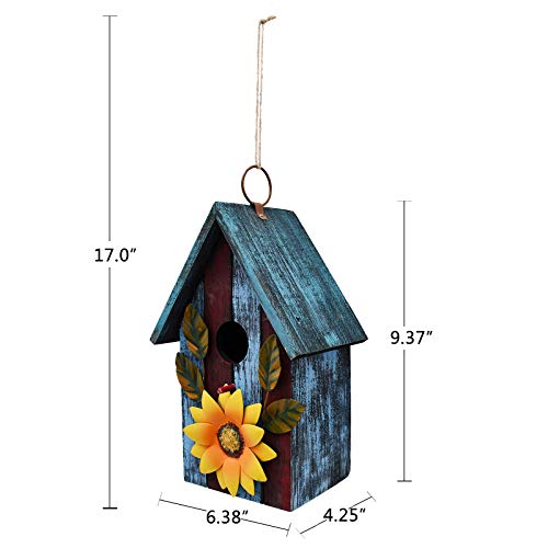 Morning View Wooden Bird Houses for Outside Decorative Hanging Birdhouse Spring for Yard Garden Patio Outdoor Small Birds Bluebird Finch Cardinals Morning View